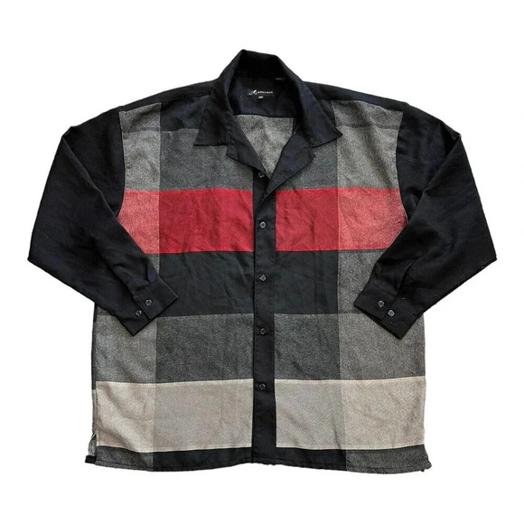 Montique Red Black Plaid Button Down 3XL - Picture 1 of 3
